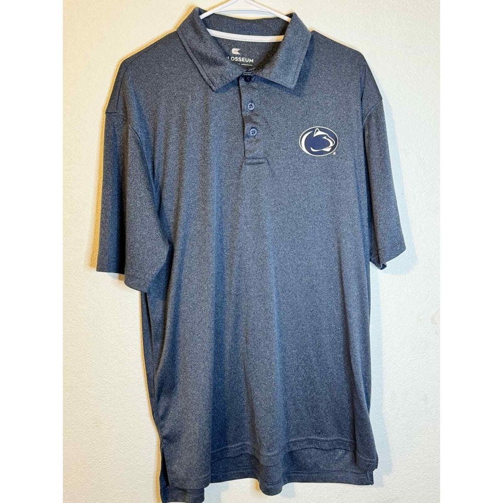 Colosseum Mens Penn State Nittany Lions‎ Polo Shirt Athletic Gray Extra Large